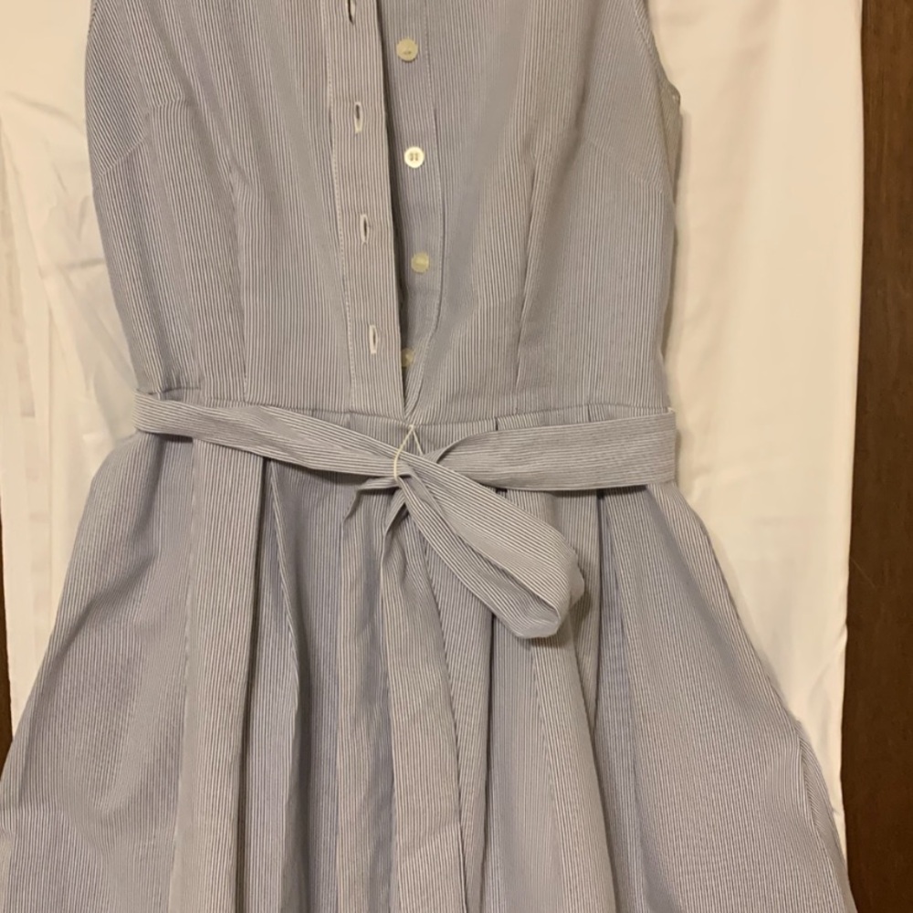 Striped Sleeveless Dress with Belt
